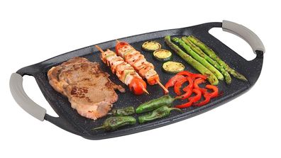 Cheffinger Grillplatte 47cm Aluguss Induktion Bratplatte BBQ Grill braten Plancha