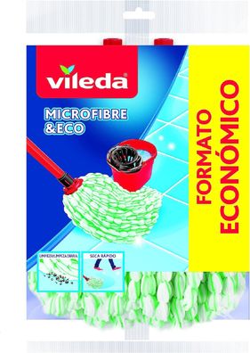 Vileda Microfibre Eco Wischmopp-Nachfüllpackung, 100% Mikrofaser, hohe Reinigungs