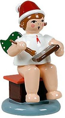 Holzfigur Bäckerengel mit Pfefferkuchen ohne Krone Höhe 6cm NEU Holzengel Instrum