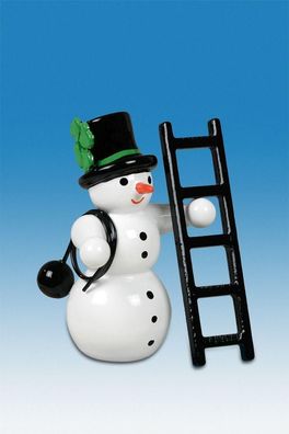 Holzfigur Schneemann Essenkehrer mit Leiter Höhe 6,5cm NEU Schneemänner Seiffen E