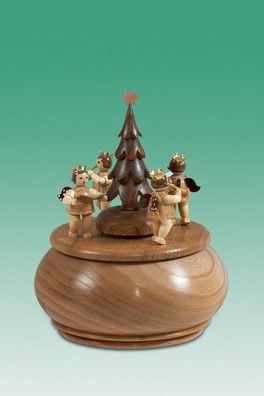 Spieldose Engelgruppe am Weihnachtsbaum ØxH 15x20cm NEU Spieluhr Spielwerk Musik