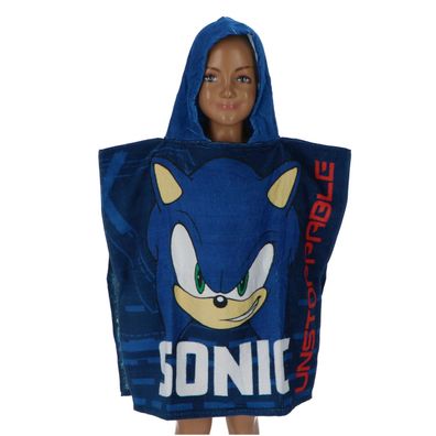 Sonic Poncho Weicher Kinder-Kapuzenponcho, 100 cm hoch, 55 cm breit