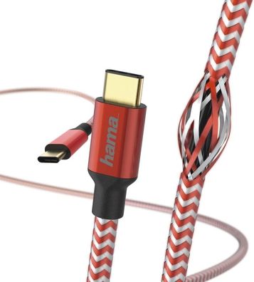 Hama Ladekabel und Datenkabel "Reflective" (USB-C auf USB-C, USB 2.0, vergoldet,