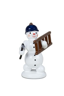 Holzfigur Schneemann Feuerwehrmann + Axt und Leiter Höhe 6,5cm NEU Schneemensch