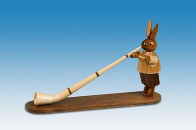 Osterdekoration Osterhase Musikant mit Alphorn Höhe 7,5cm NEU Osterdeko Osterhase