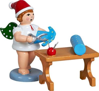 Holzfigur Engel am Schneidertisch und Mütze Höhe 6cm NEU Holzengel Instrument Sei