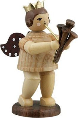 Holzfigur Musikantenengel mit Martinshorn natur ohne Krone Höhe 6cm NEU Holzengel