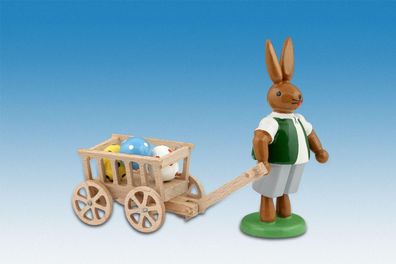 Osterdekoration Osterhase mit Handwagen Höhe 7,5cm NEU Osterdeko Osterhasenfigur