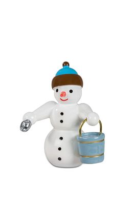 Holzfigur Schneemann Streudienst Höhe 6cm NEU Schneemänner Seiffen Erzgebirge Fig