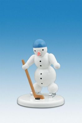 Holzfigur Schneemann Eishockeytorwart Höhe 6,5cm NEU Schneemänner Seiffen Erzgebi