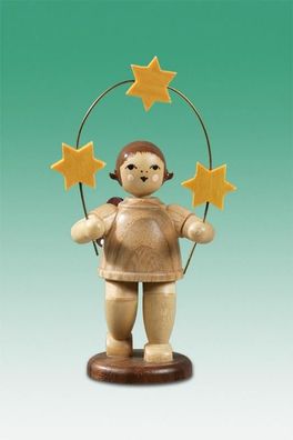 Holzfigur Engel mit Sternbogen natur ohne Krone Höhe 6,5cm NEU Holzengel Instrume