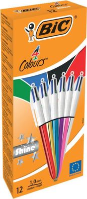 BIC 964775 12er 4-Farben-Kugelschreiber 4 Colours Shine farbsortiert Schreibfarbe