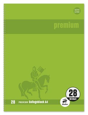 Staufen® 734451288 Collegeblock Premium LIN 28 - A4, 80 Blatt, 90 g/qm, grün,