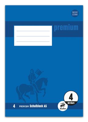 Staufen® 734042004 Schulblock Premium LIN 4 - A5, 50 Blatt, 90 g/qm, liniert