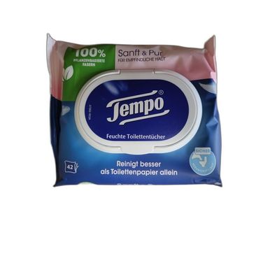 Tempo Toilettenpapier Feucht Sanft &amp; Pur 42 T?cher Nachf?ller