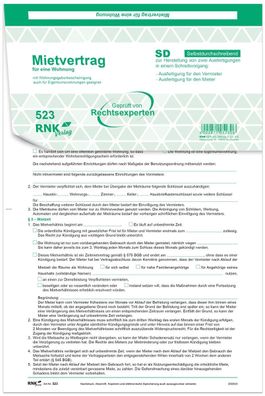 RNK Verlag 523/10 Universal-Mietvertrag für Wohnungen - SD, 3 x 2 Blatt, DIN A4,