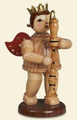Holzfigur Musikengel mit Bassblockflöte ohne Krone Höhe 6,5cm NEU Holzengel Instr