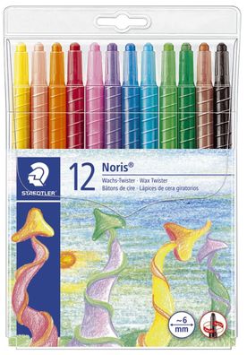 Staedtler 221 NWP12 Wachsmalstift Noris Club® Wachs-Twister, rund, Etui mit 12 Farben