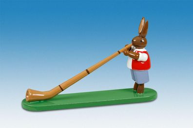 Osterdekoration Osterhase mit Alphorn Höhe 7,5cm NEU Osterdeko Osterhasenfigur