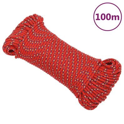 vidaXL Bootsseil Rot 5 mm 100 m Polypropylen