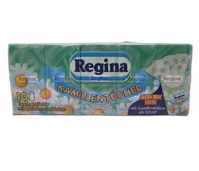 Regina Taschent?cher Kamille 10 Taschent?cher mit Balsam und Dekor absolut neu