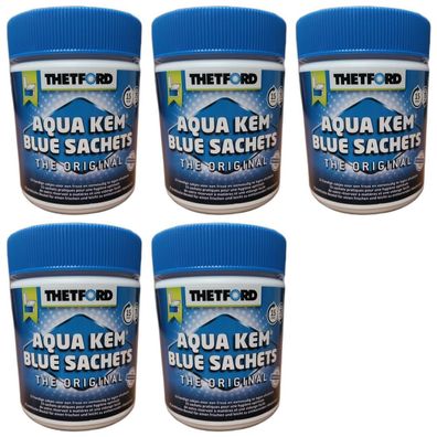 5 x Aqua Kem Blue Sachets 15 Stück Toilette Camping Wohnmobil