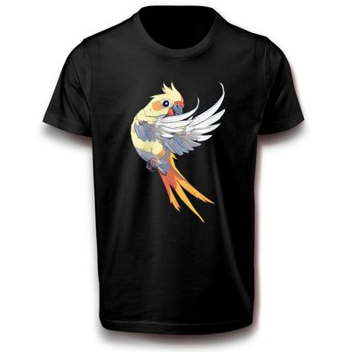 Papagei Nymphensittich am Tupfen Tanzen Ritual Vogel Tier Haustier Baumwolle T-Shirt