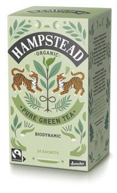 Hampstead Tea 3x Organic Demeter and Fairtrade Pure Green Tea 40g