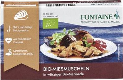 Fontaine Bio-Miesmuscheln in würziger Bio-Marinade 120g