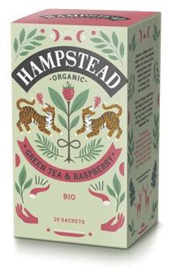 Hampstead Tea 6x Organic Green Tea with Raspberry Tea 30g