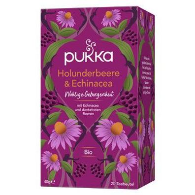 Pukka 3x Pukka Bio-Früchte-Kräutertee Holunderbeere & Echinacea, 20 Teebeutel 20x2g