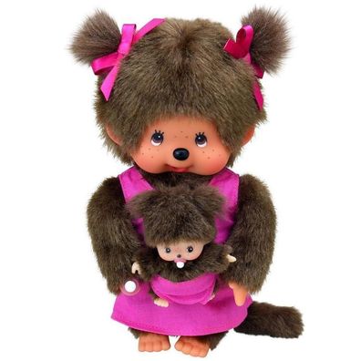 Mutter mit Kind pink | 20 cm | Monchhichi Puppe | Mädchen Mama & Baby