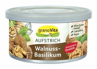 granoVita 6x Veganer Brotaufstrich Walnuss-Basilikum 125g