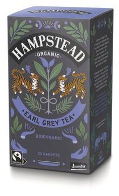 Hampstead Tea 6x Organic, Demeter and Fairtrade Divine Earl Grey Black Tea 40g