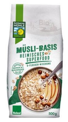 Bohlsener Mühle 6x Müsli-Basis Heimisches Superfood, 6-Flocken-Mischung 500g