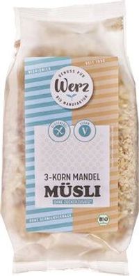 Naturkornmühle Werz 6x 3-Korn Mandel Müsli, Vollkorn, glutenfrei 400g