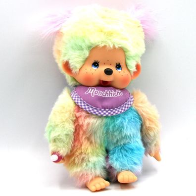 Mädchen Batik-Style | 20 cm | Monchhichi Puppe | mit lilafarbenem Latz