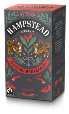 Hampstead Tea 6x Organic Fairtrade English Breakfast Black Tea 40g