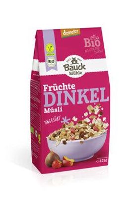 Bauck Mühle 6x Dinkel Müsli Früchtezart Demeter 425g