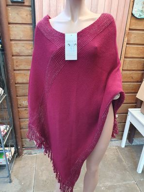 Sheila Strickponcho bordeaux onesize