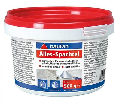 Baufan® Alles-Spachtel (Feinspachtel) 500 g Ausgleichen von kleinen Unebenheiten