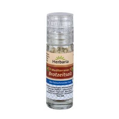 Herbaria 6x Mediterranes Brotzeitsalz bio Mini-Mühle 15g