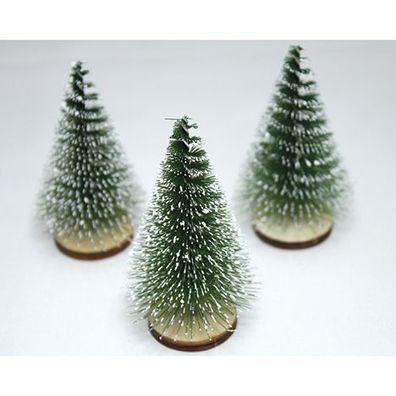 Tannenbaum 3er Set je 8x4,5 cm. auf Holzscheibe