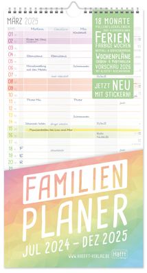 HÄFFT Familienplaner 2024/ 2025 Wand-Kalender 5-spaltig 8406-6