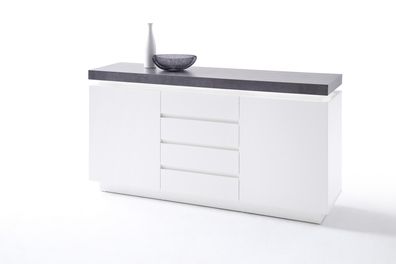 Oregon Sideboard Weiß MDF lackiert mit Beton