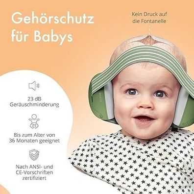 Alpine Muffy Baby Gehörschutz - 23 dB Lärmschutz, Verstellbar, Grün