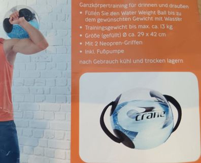 NEU CRANE Water Weight Ball + Fußpumpe für Sport Fitness Muskel Körper Workout