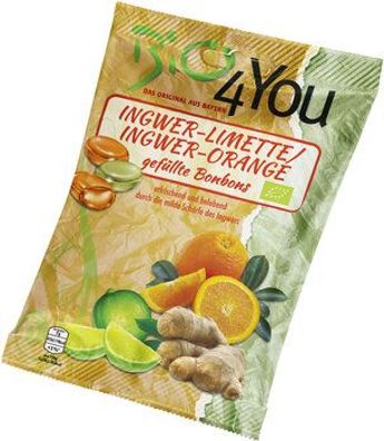 Bio4You Bio-Bonbon-Ingwer-Limette & Ingwer-Orange, gefüllt 75g