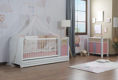 Ritmik Babyzimmer Komplettset Hayal mit 2-in-1-Schaukelbett 70x130