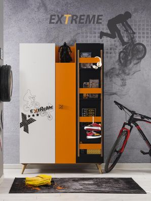 Ritmik Kleiderschrank Extreme Schwarz Weiß Orange 3-türig